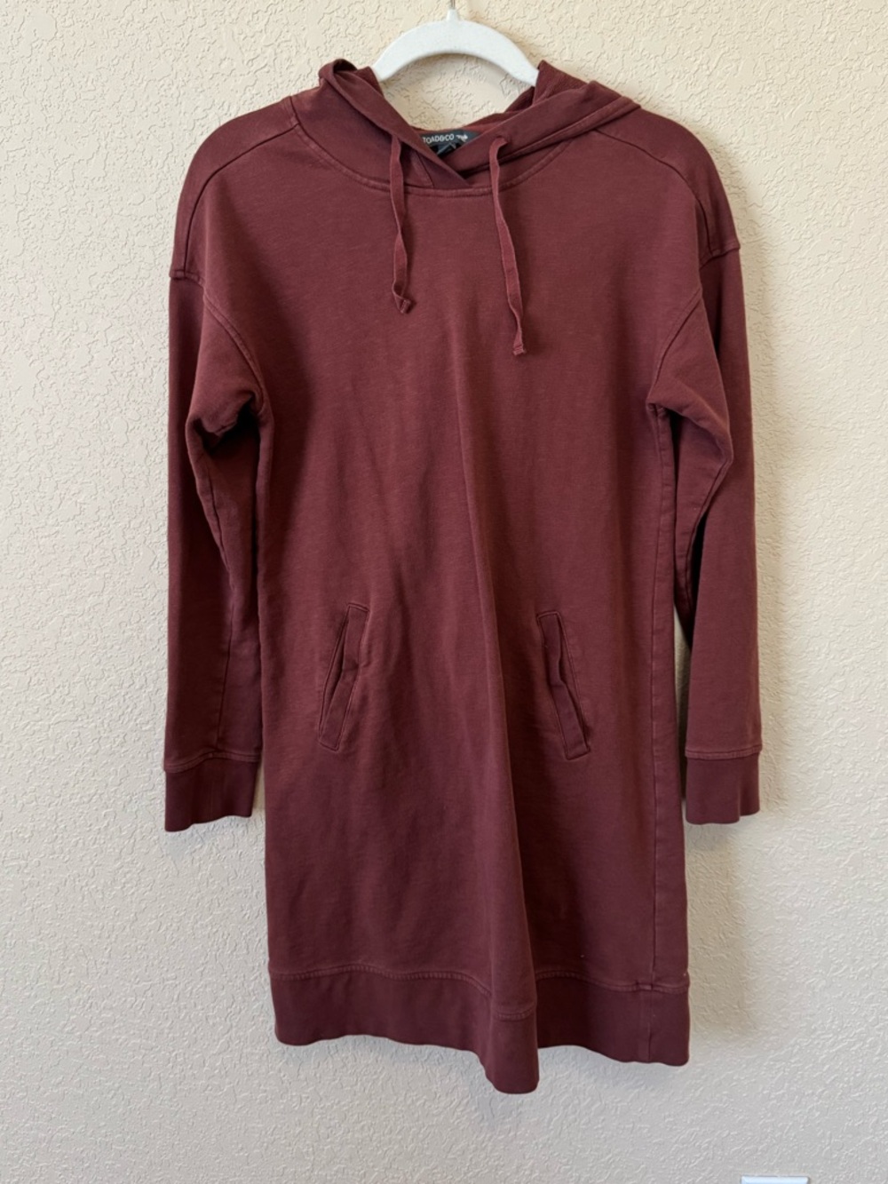 Toad&Co Follow Through Hooded Dress, Size Small- 100% Organic Cotton